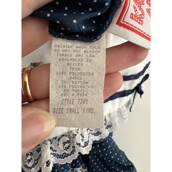 Vintage Kandy Ann Little Girl’s Navy White Polka Dot Collar Dress Size 9 Mos - Picture 5 of 5